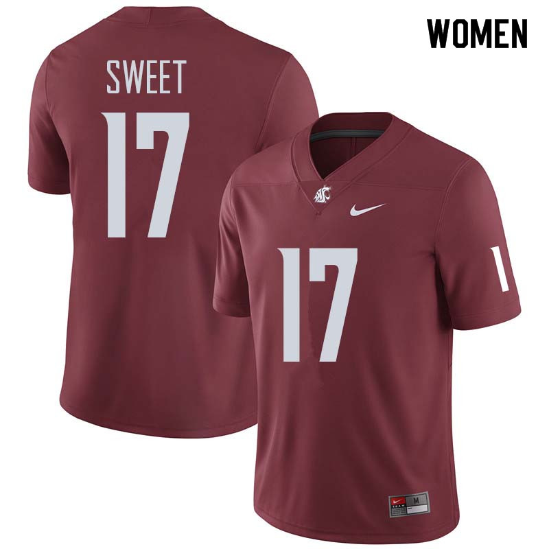 Women #17 Kyle Sweet Washington State Cougars College Football Jerseys Sale-Crimson
